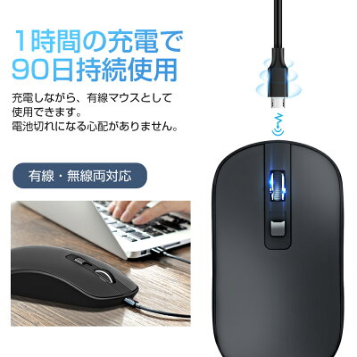 Ginova USB充電式ワイヤレスマウス ブラック SB-X20